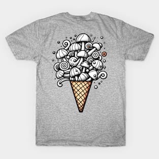 ice cream cone with candy mushrooms T-Shirt